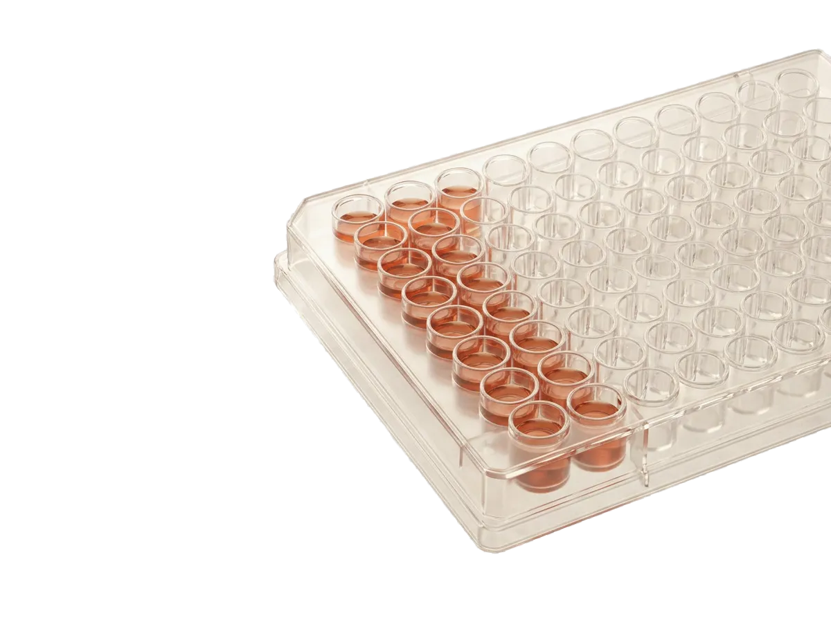 Microassay plate with samples in terracotta tones
